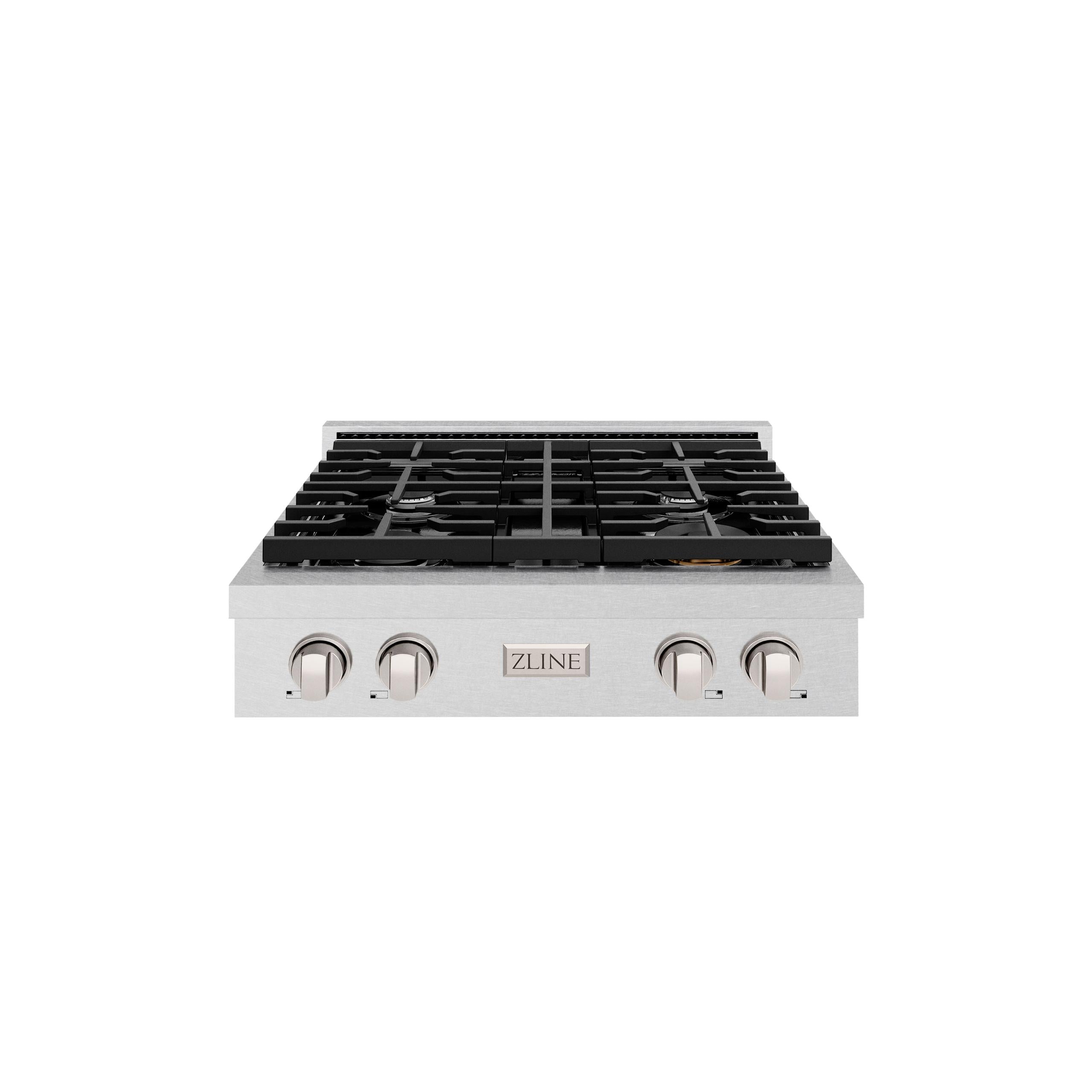 ZLINE 30 in. Paramount Gas Rangetop with 4 Burners and Porcelain Cooktop in DuraSnow' Stainless Steel (SRTS-30)