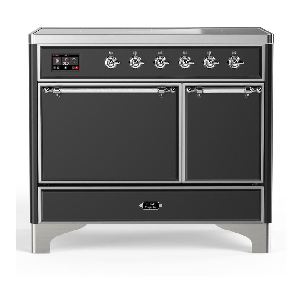 ILVE UMDIB40QNR3MGC Majestic III 40 inch Induction Range with 6 Elements, 3.82 cu. ft. Total Oven Capacity (Solid Door, Graphite Matte, Chrome)
