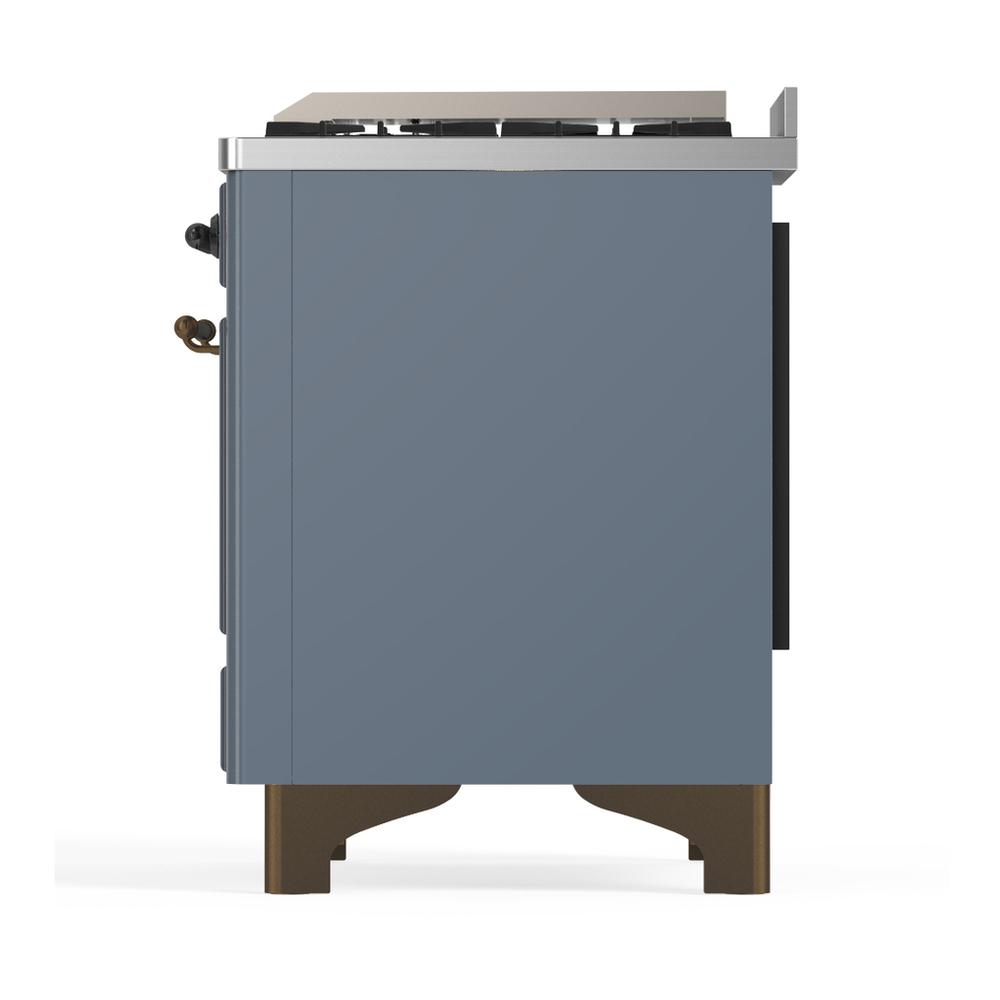 ILVE UMD40FNR3BGB Majestic III 40 inch Dual Fuel Range with 6 Burners and Griddle, Dual Function Burner up to 25,000 BTU (Natural Gas, Triple Glass Door, Blue Grey, Burnished)