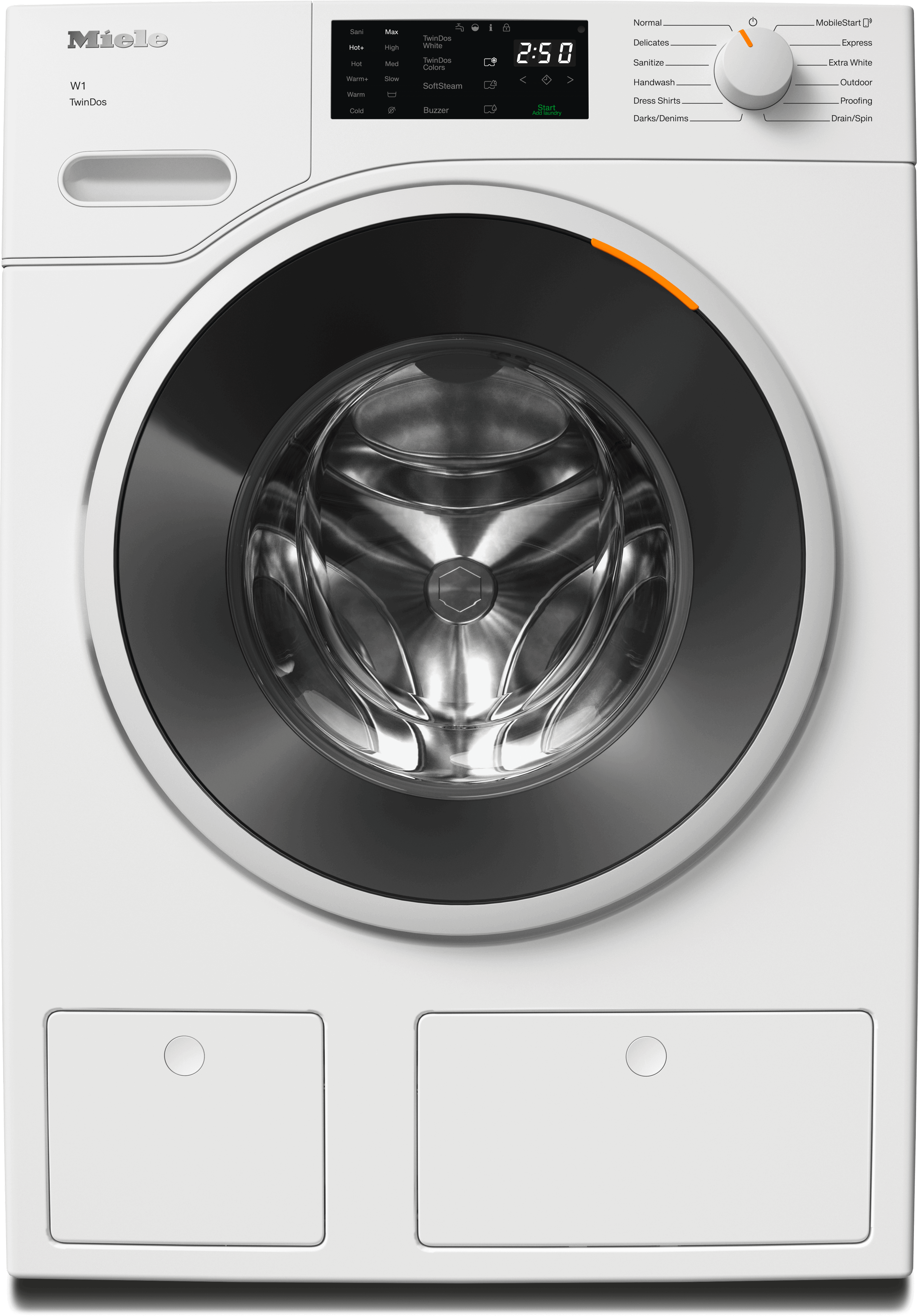 WWD660 WCS TDos Lotus white - W1 front-loading washing machine: 8 kg 1600 rpm Auto Dosing Pre-Ironing Miele@home CapDosing