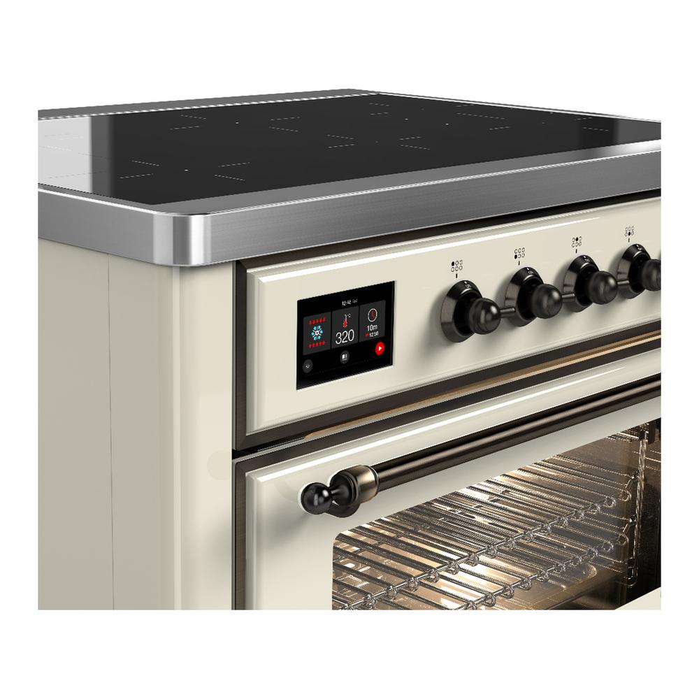 ILVE UMIB36NR3AWB Majestic III 36 inch Induction Range with 6 Elements, 3.5 cu. ft. Total Oven Capacity (Triple Glass Door, Antique White, Burnished)