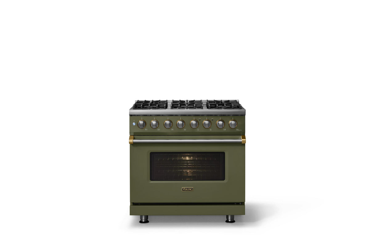 36"W. Dual Fuel Range (Burner: 6b, Finish: Martini, Trim: Polished Chrome, Fuel: Propane)