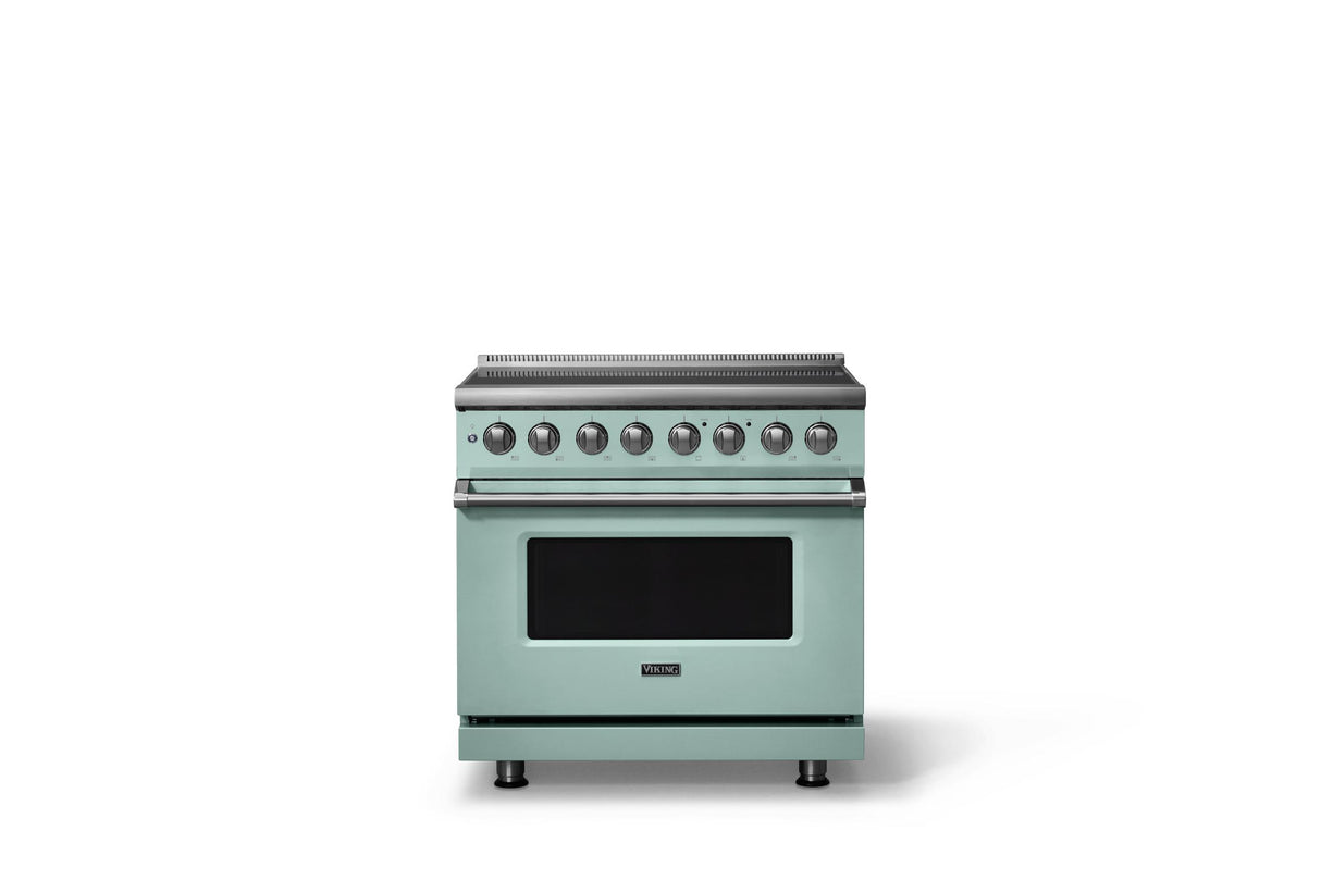 36"W. Induction Range (Finish: Splash, Trim: Polished Chrome)