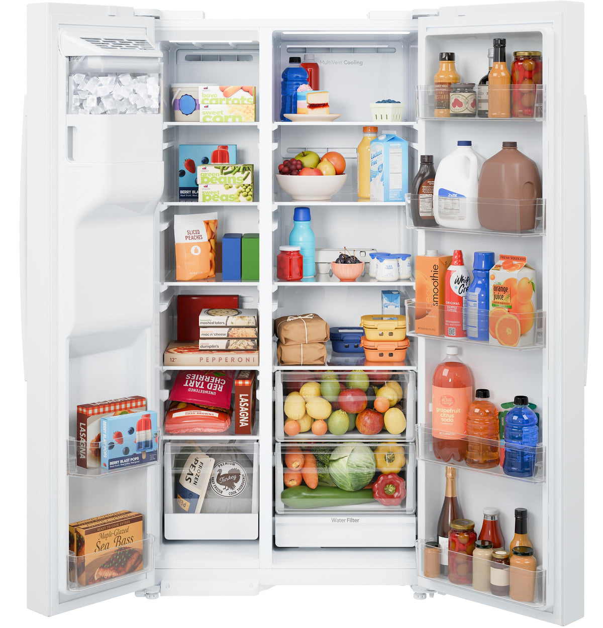 GE® 23.6 Cu. Ft. Counter-Depth Side-By-Side Refrigerator with Extra Tall Dispenser and In-Door Icemaker