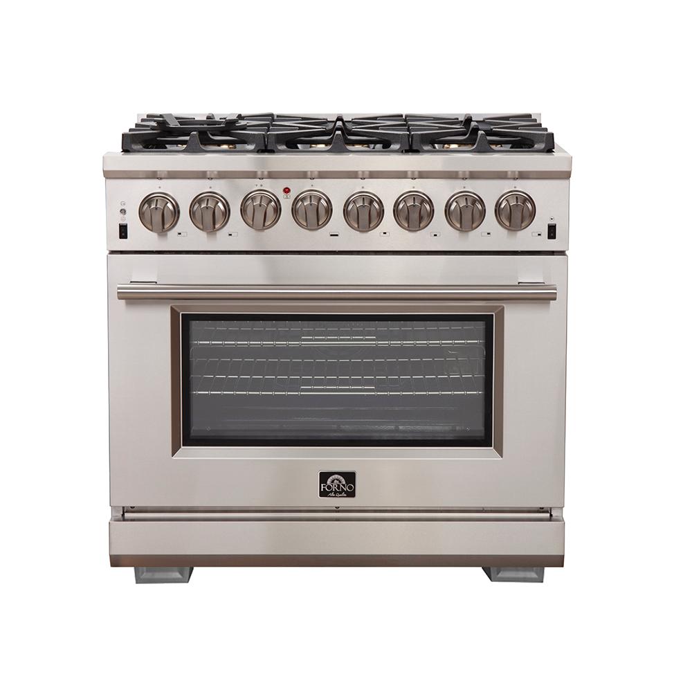 Forno Capriasca 36-Inch Freestanding Dual Fuel Range, 6 Burners, True Convection Oven