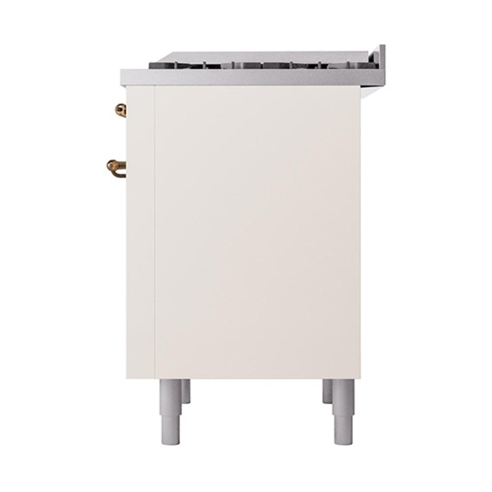 ILVE UN36FQNMPAWBLP Nostalgie II Noblesse 36 inch Dual Fuel Range (Liquid Propane, Solid Door, Antique White, Burnished)