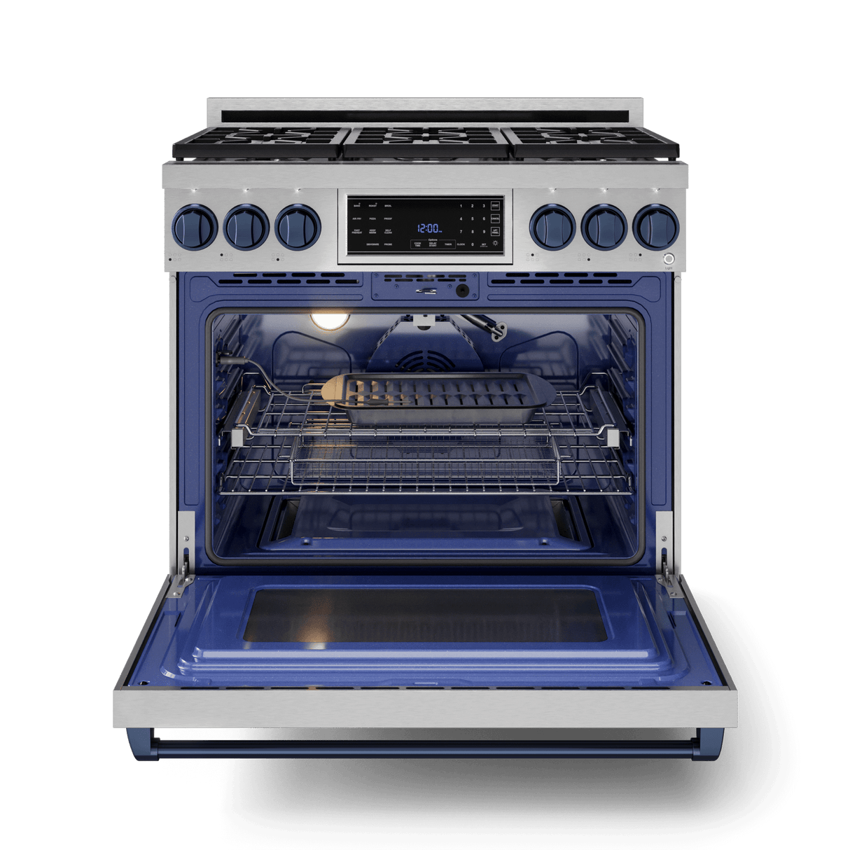 36 Inch Professional Lp Range With Tilt Panel Touch Control In Stainless Steel/navy Blue Gordon Ramsay Series
