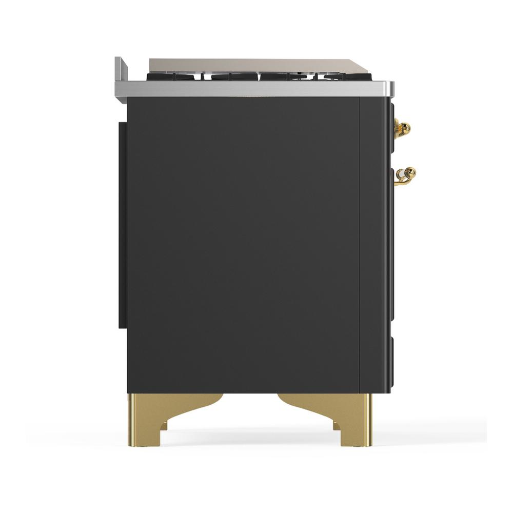 ILVE UMD40FNR3MGG Majestic III 40 inch Dual Fuel Range with 6 Burners and Griddle, Dual Function Burner up to 25,000 BTU (Natural Gas, Triple Glass Door, Graphite Matte, Brass)