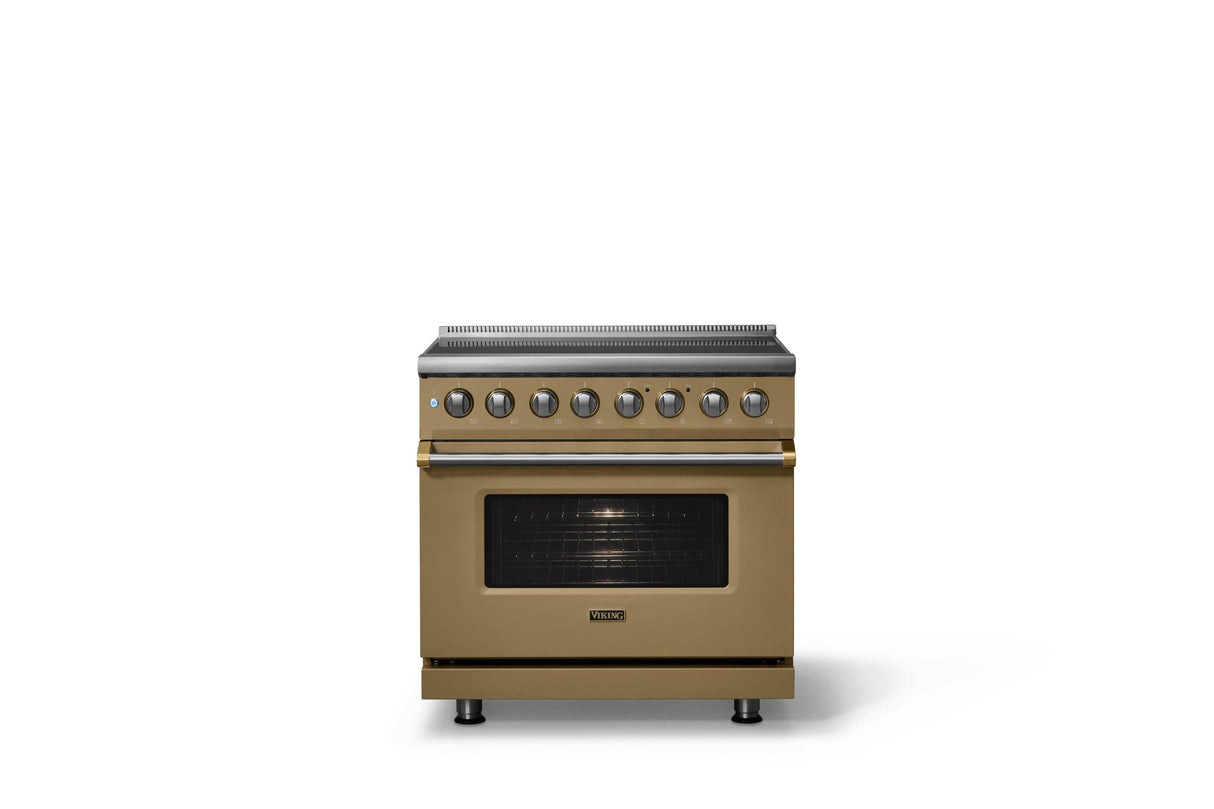 36"W. Induction Range (Finish: Golden Hour, Trim: Brushed Brass)