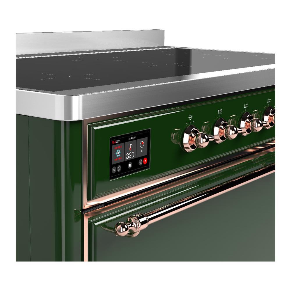 ILVE UMIB48QNR3EGP Majestic III 48 inch Induction Range with 6 Elements, 5.02 cu. ft. Total Oven Capacity (Solid Door, Emerald Green, Copper)