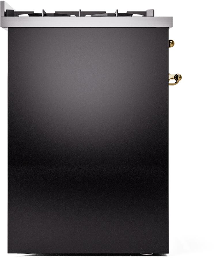 Nostalgie II 30 Inch Dual Fuel Liquid Propane Freestanding Range in Glossy Black with Brass Trim