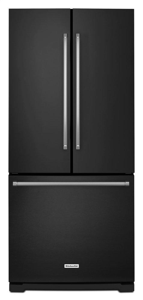 20 cu. Ft. 30-Inch Width Standard Depth French Door Refrigerator with Interior Dispense - Black