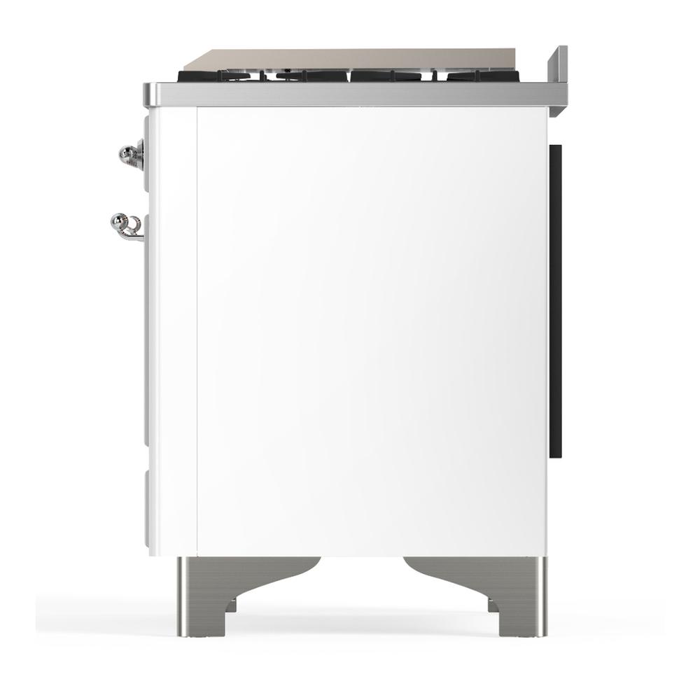 ILVE UM60FNR3WHC Majestic III 60 inch Dual Fuel Range with 9 Burners and Griddle, Dual Function Burner up to 25,000 BTU (Natural Gas, Triple Glass Door, White, Chrome)