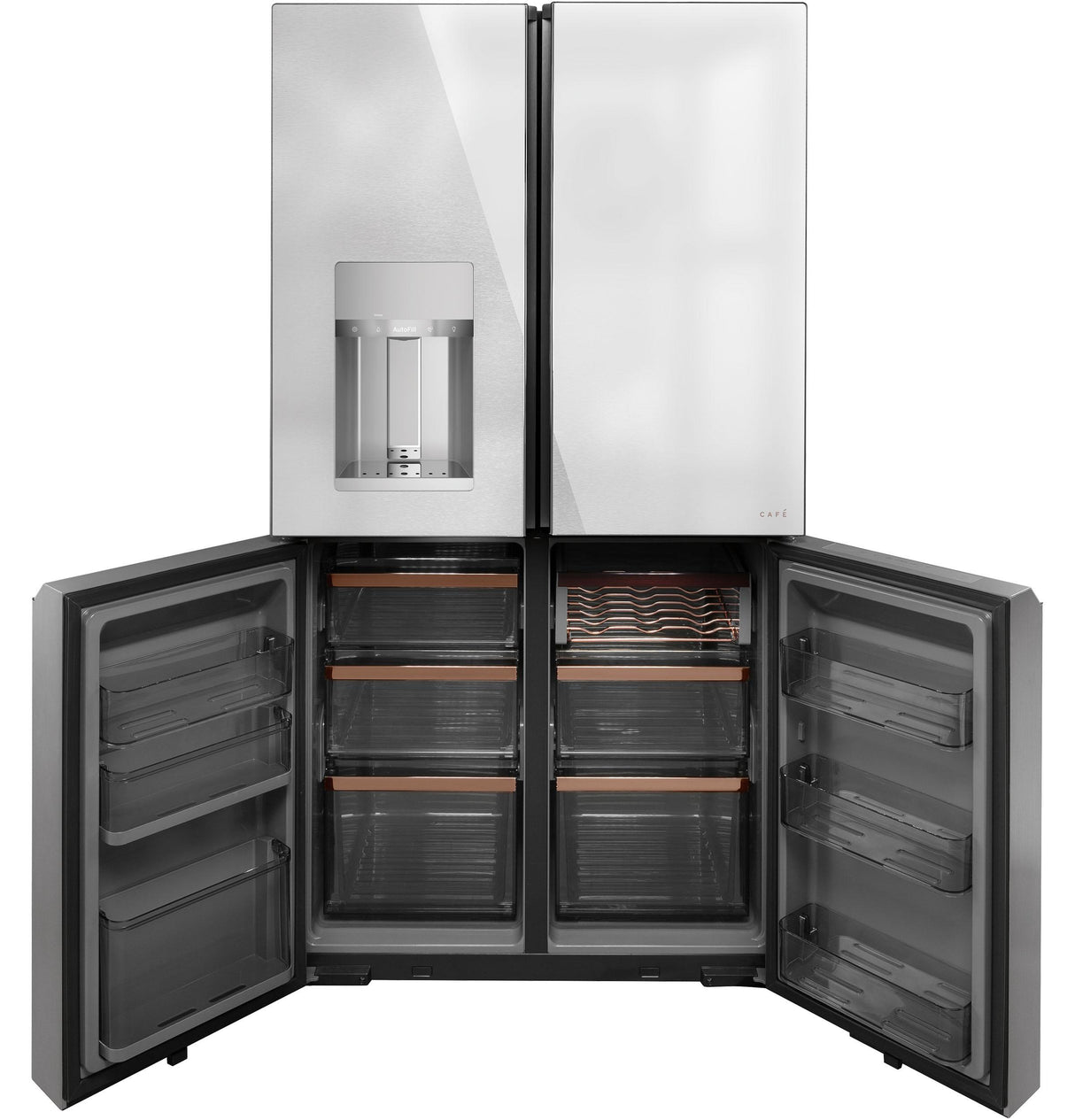 CAF(EBACK)™ ENERGY STAR® 27.4 Cu. Ft. Smart Quad-Door Refrigerator in Platinum Glass
