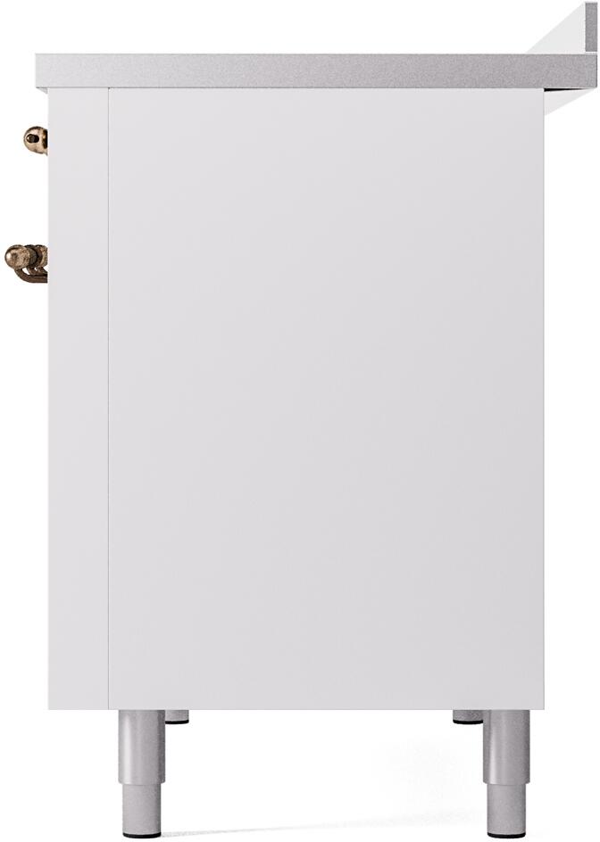 Nostalgie II 48 Inch Electric Freestanding Range in White with Bronze Trim