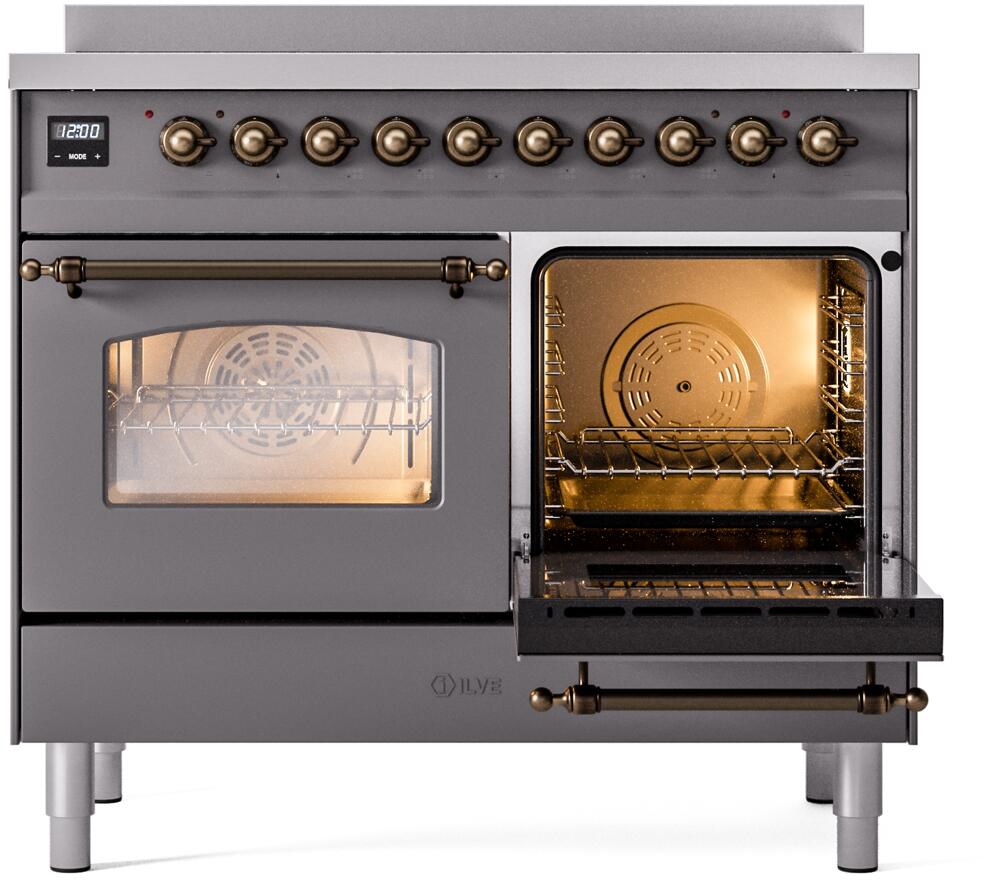 Nostalgie II 40 Inch Electric Freestanding Range in Matte Graphite with Bronze Trim