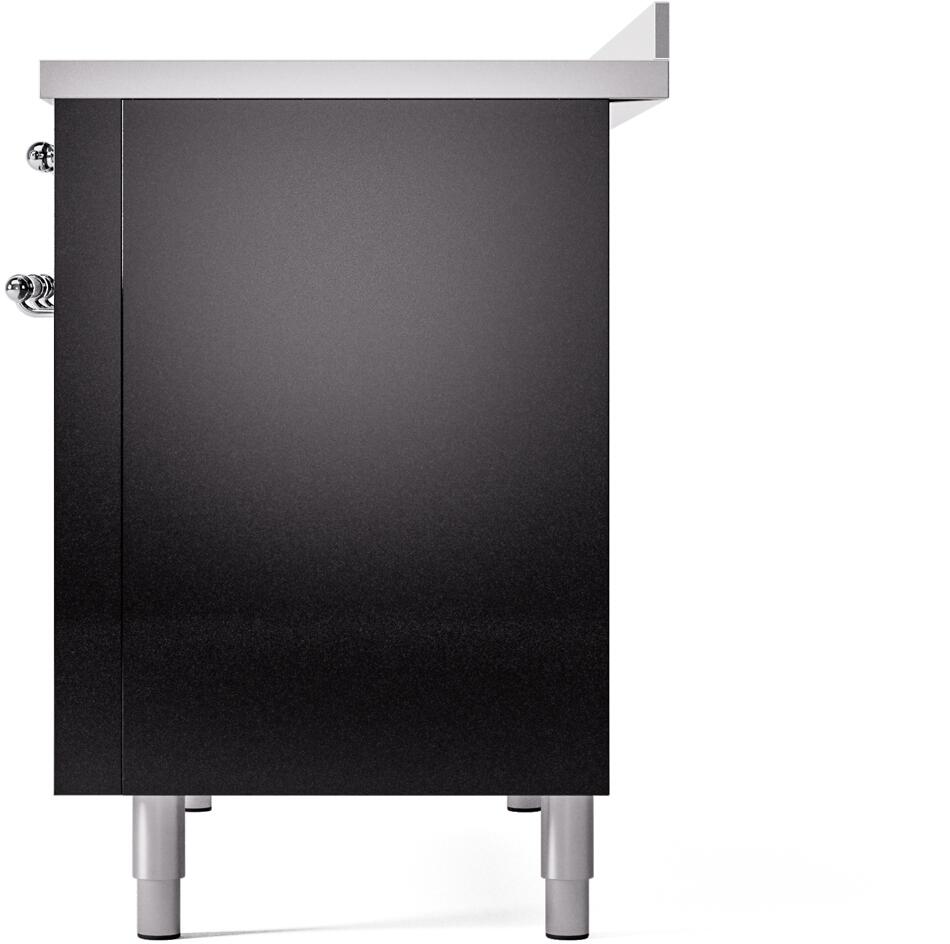 Nostalgie II 48 Inch Electric Freestanding Range in Glossy Black with Chrome Trim