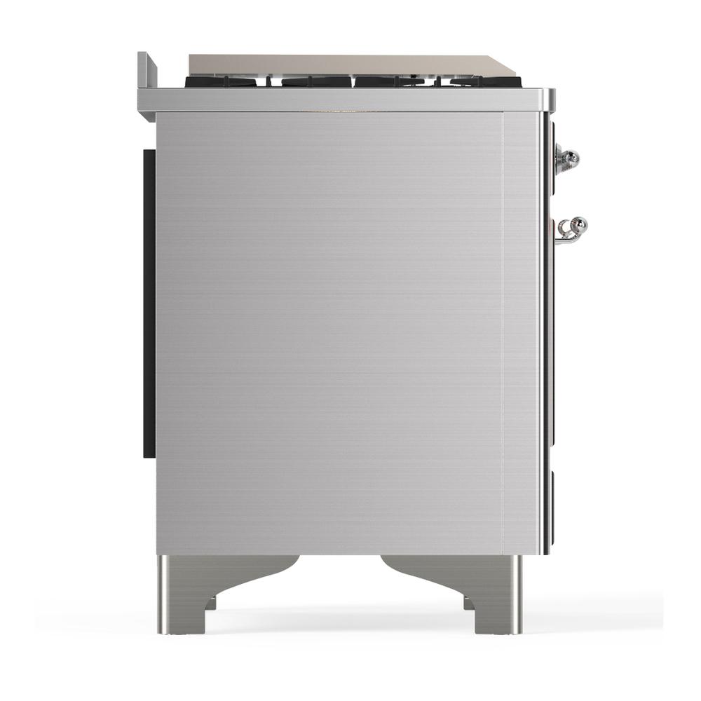 ILVE UMD40FQNR3SSC Majestic III 40 inch Dual Fuel Range with 6 Burners and Griddle, Dual Function Burner up to 25,000 BTU (Natural Gas, Solid Door, Stainless Steel, Chrome)
