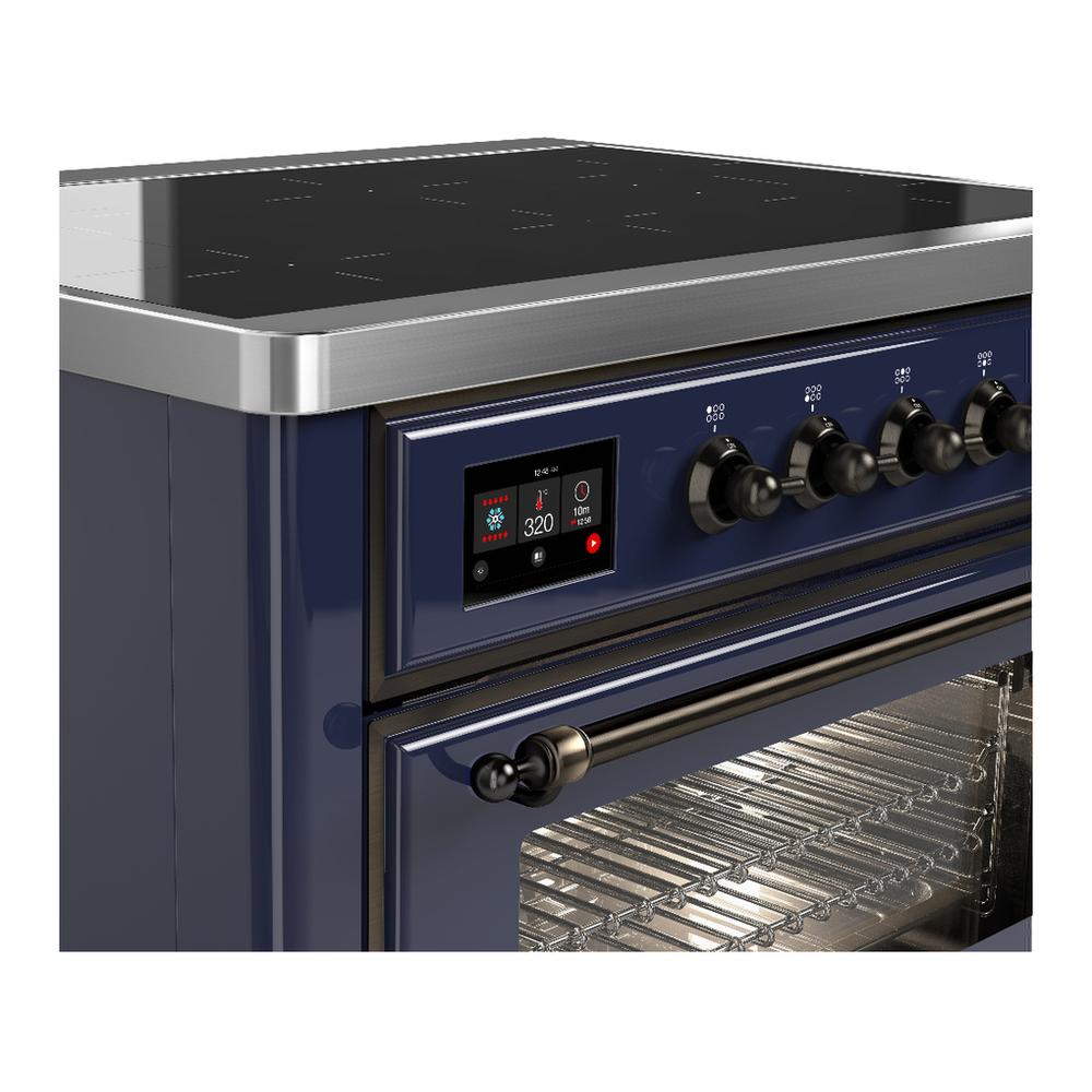 ILVE UMIB36NR3MBB Majestic III 36 inch Induction Range with 6 Elements, 3.5 cu. ft. Total Oven Capacity (Triple Glass Door, Midnight Blue, Burnished)