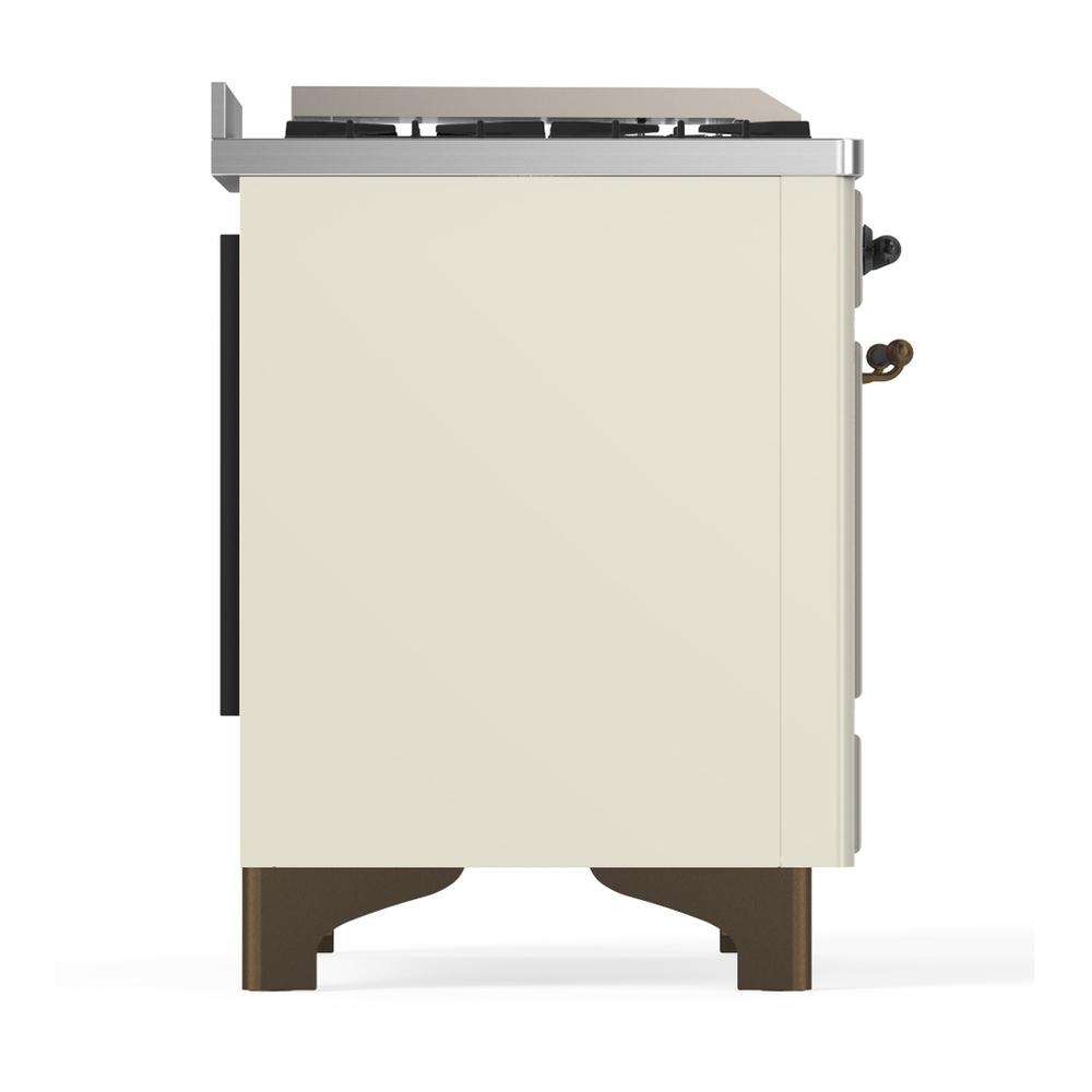 ILVE UMD40FQNR3AWB Majestic III 40 inch Dual Fuel Range with 6 Burners and Griddle, Dual Function Burner up to 25,000 BTU (Natural Gas, Solid Door, Antique White, Burnished)
