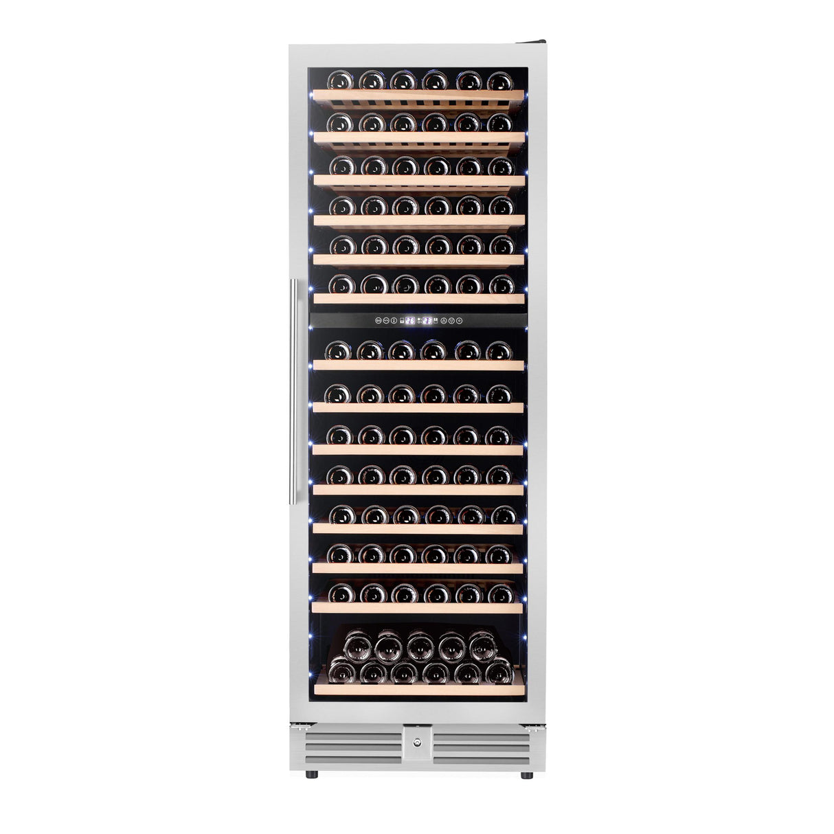 Avanti Refresh Dual-Zone Wine Cooler, 148 Bottle Capacity, Wood Accent Shelves, in Stainless Steel (WCF148DE3S-1)
