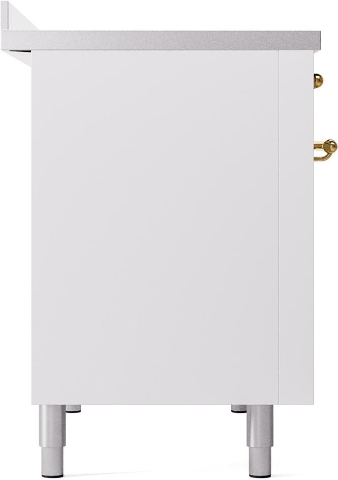 Nostalgie II 48 Inch Electric Freestanding Range in White with Brass Trim