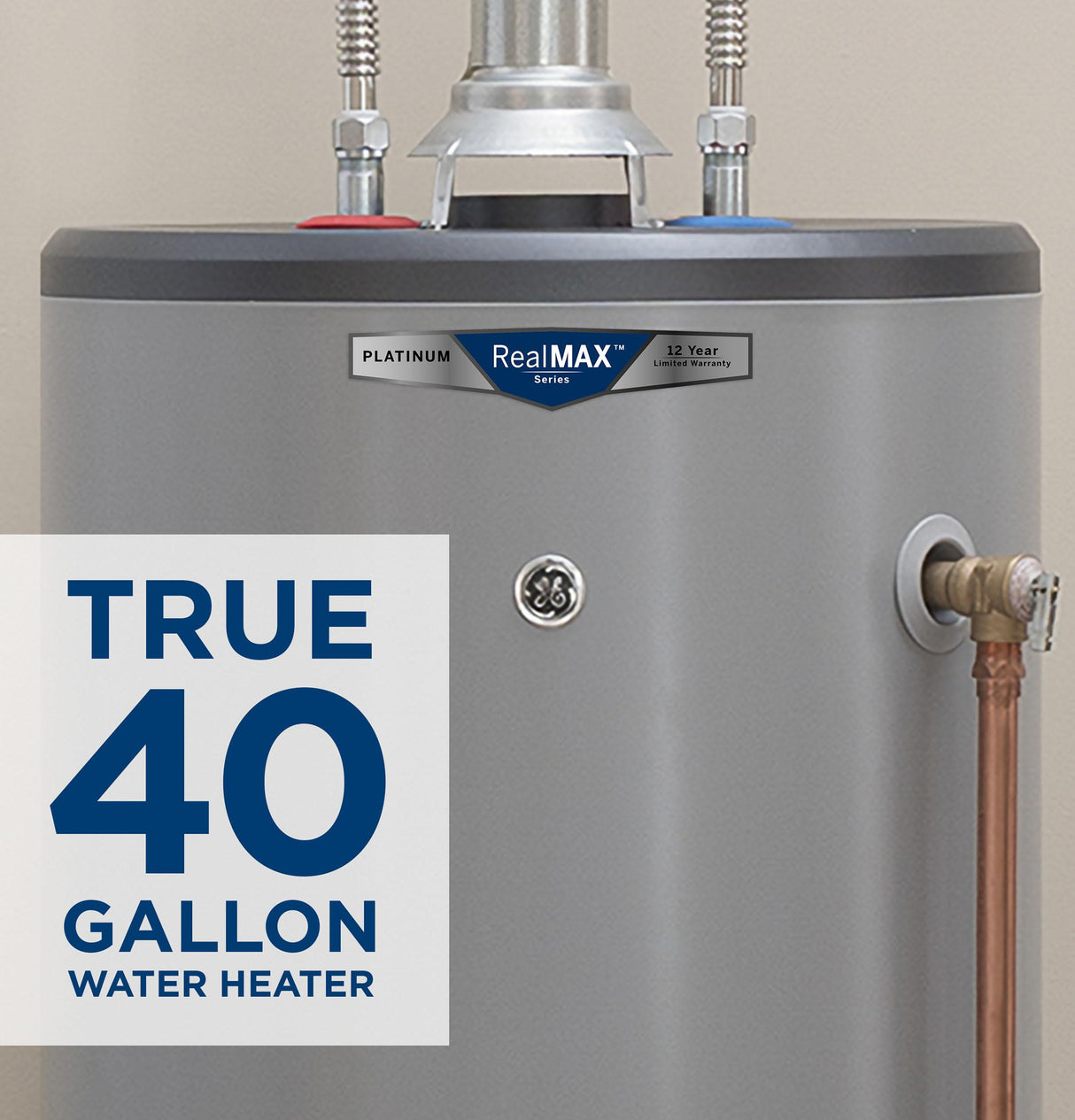 GE RealMAX Platinum 40-Gallon Short Natural Gas Atmospheric Water Heater