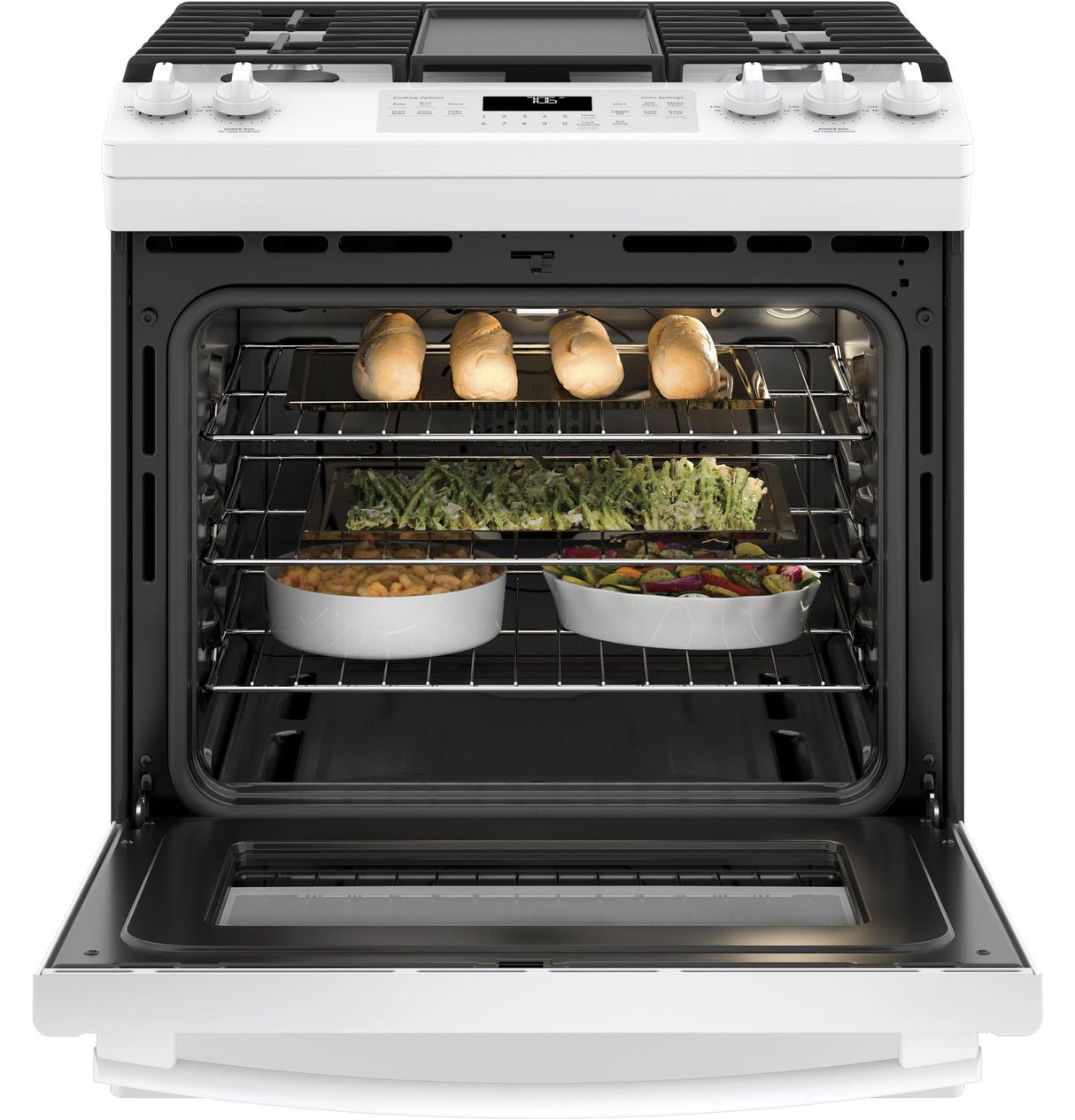 GE® 30" Slide-In Front-Control Convection Gas Range