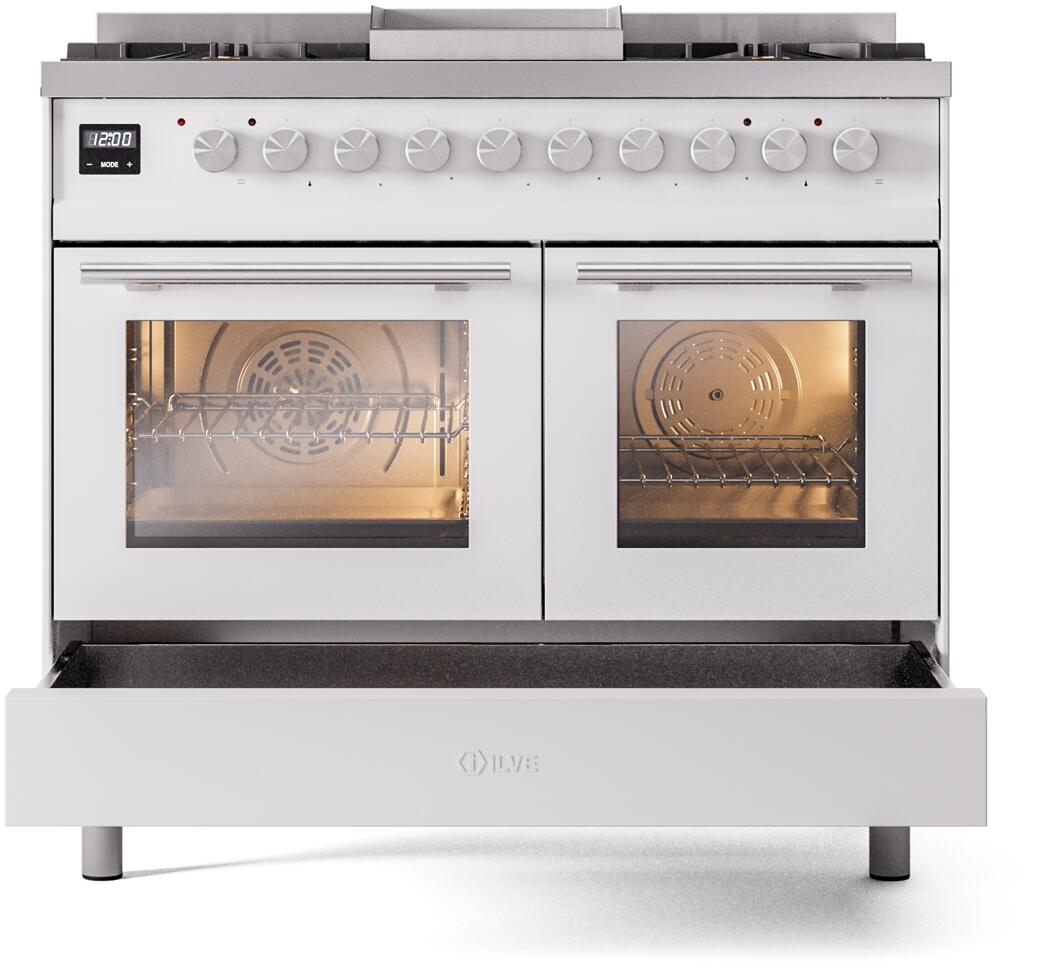 Professional Plus II 40 Inch Dual Fuel Liquid Propane Freestanding Range in White with Trim