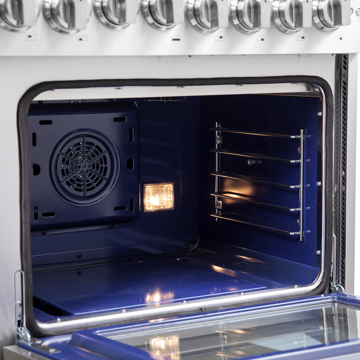 Forno Capriasca 48-Inch Freestanding French Door Dual Fuel Range, 8 Burners, True Convection Oven