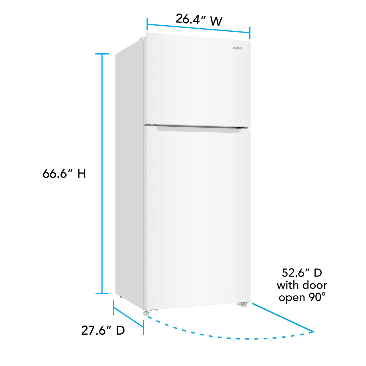 Avanti Frost-Free Apartment Size Garage-Ready Refrigerator, 14.6 cu. ft. Capacity, in White (AVFF146DLJ0W)