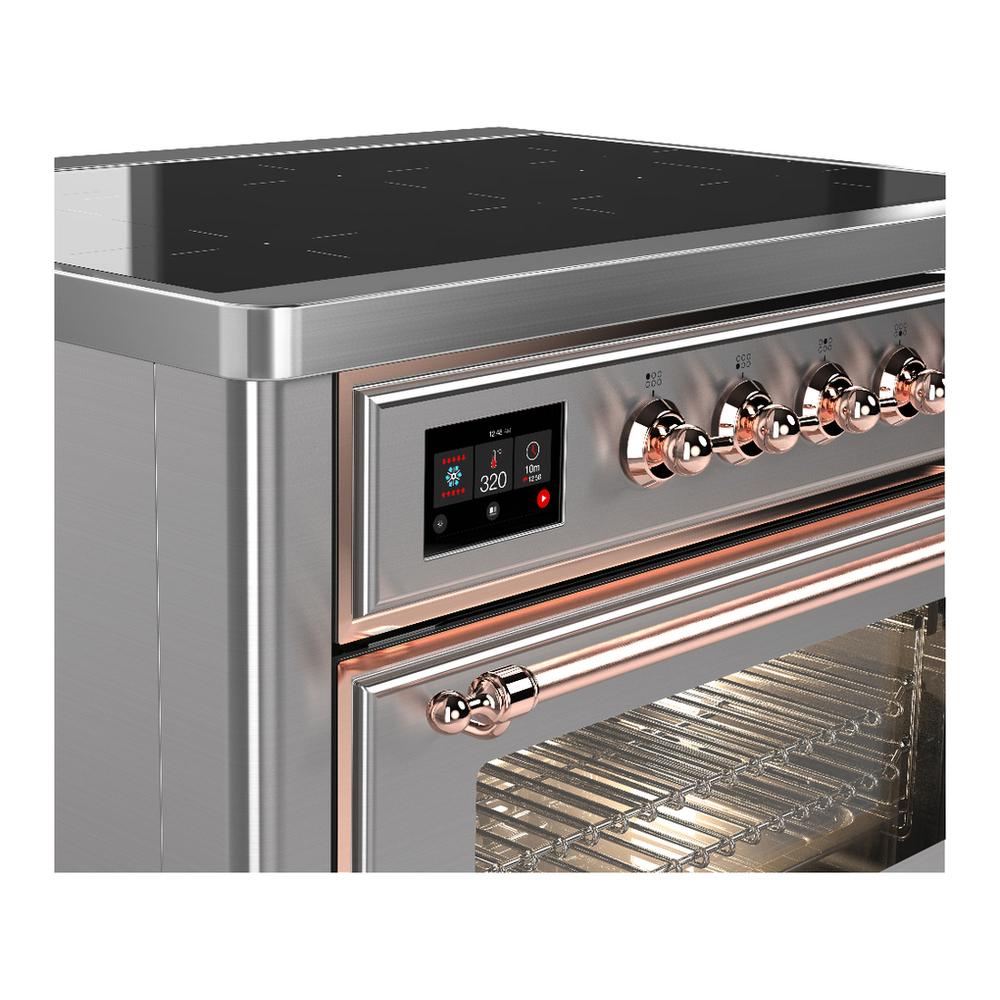 ILVE UMIB36NR3SSP Majestic III 36 inch Induction Range with 6 Elements, 3.5 cu. ft. Total Oven Capacity (Triple Glass Door, Stainless Steel, Copper)