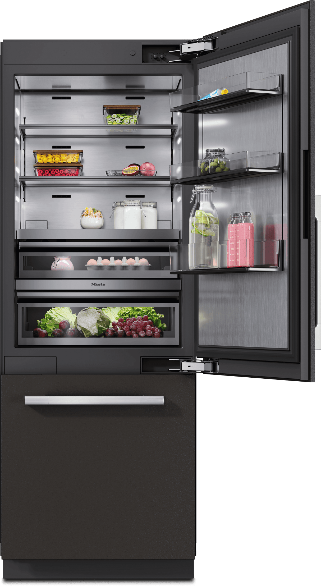 KFMC 3632 R Compatible with furniture fronts - MasterCool™ fridge-freezer MasterFresh Pro AirClean System IceMaker Water dispenser ColdSteel