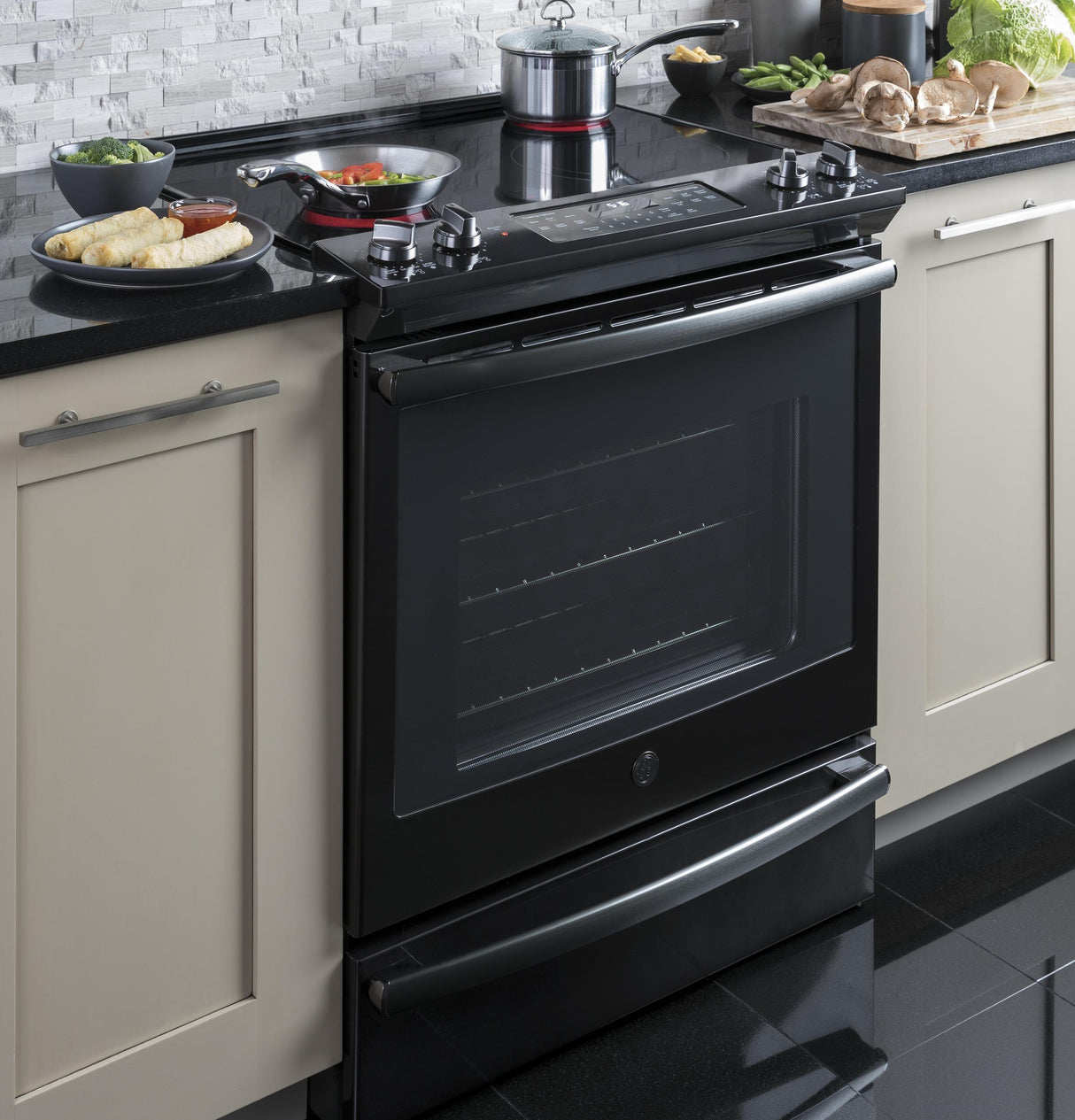 GE® 30" Slide-In Electric Convection Range