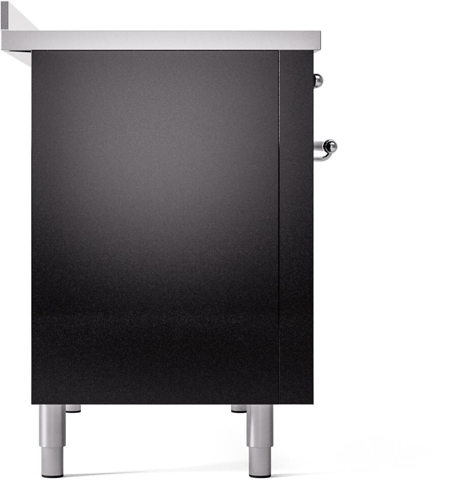 Nostalgie II 48 Inch Electric Freestanding Range in Glossy Black with Chrome Trim