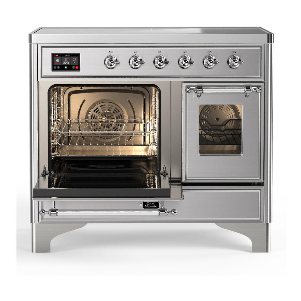 ILVE UMDIB40NR3SSC Majestic III 40 inch Induction Range with 6 Elements, 3.82 cu. ft. Total Oven Capacity (Triple Glass Door, Stainless Steel, Chrome)