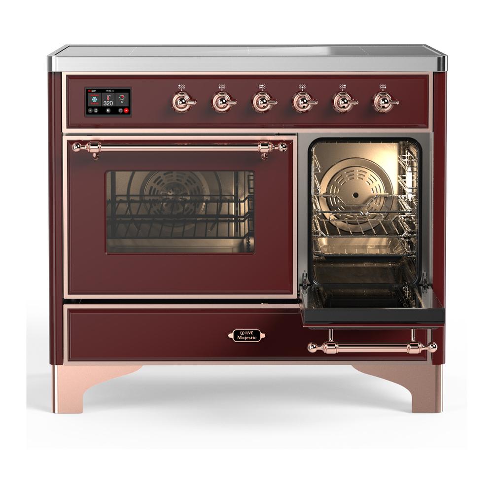 ILVE UMDIB40NR3BUP Majestic III 40 inch Induction Range with 6 Elements, 3.82 cu. ft. Total Oven Capacity (Triple Glass Door, Burgundy, Copper)