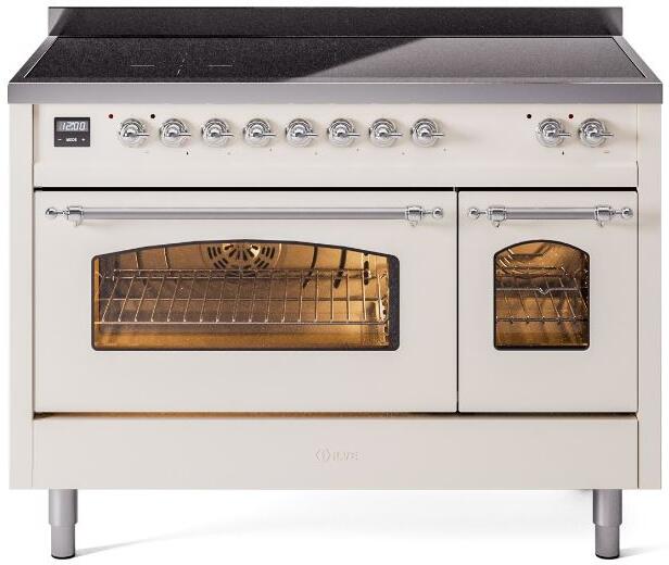 Nostalgie II 48 Inch Electric Freestanding Range in Antique White with Chrome Trim