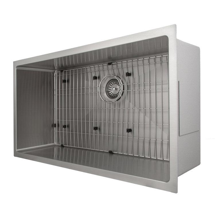 ZLINE 36 in. Meribel Undermount Single Bowl Stainless Steel Kitchen Sink with Bottom Grid (SRS-36)