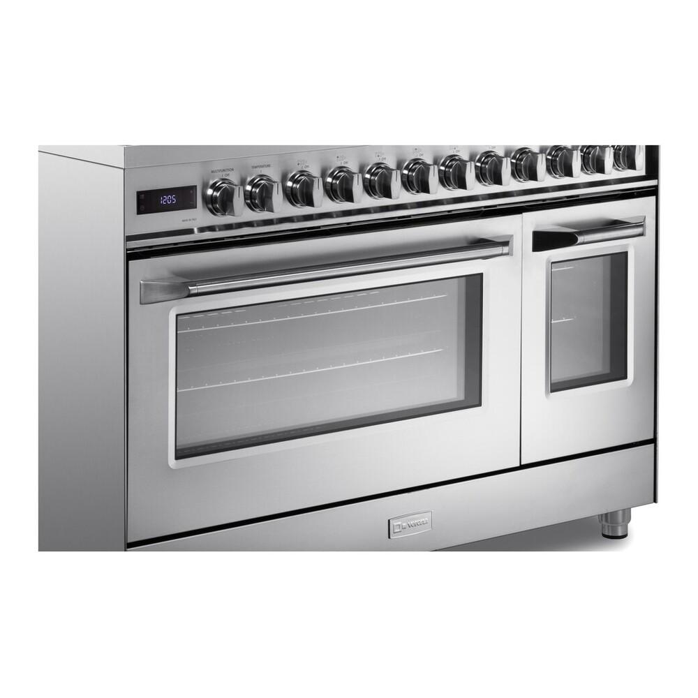 Verona VUFSGE486DSS 48 inch Ultima Collection Dual Fuel Range with 6 Brass Sealed Burners, 5.8 cu. ft. Oven Capacity, Digital Clock in Stainless Steel
