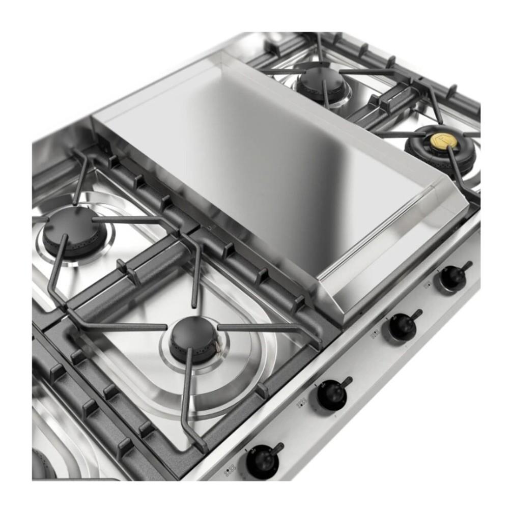 ILVE UHCP1265FNSSB Nostalgie II 48 inch Built-In Gas Cooktop with 8 Burners, Griddle, in Stainless Steel (Natural Gas, Burnished)