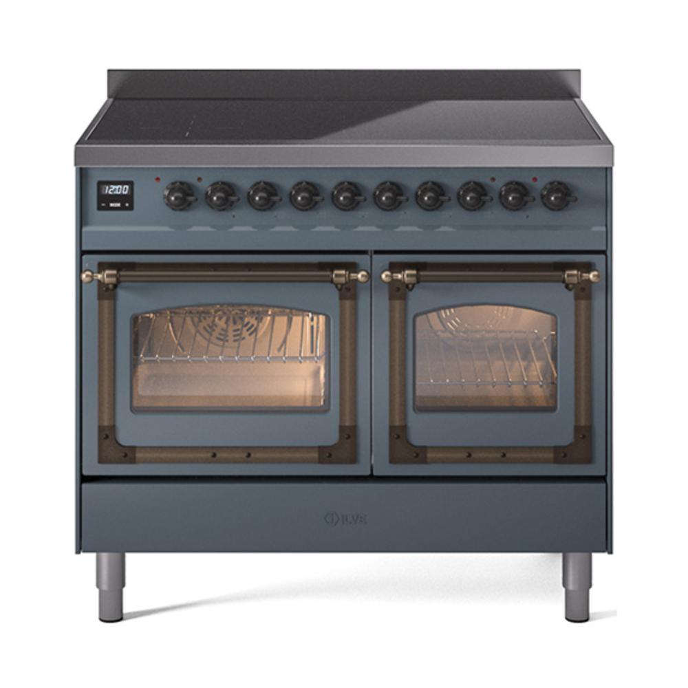 ILVE UNDI406NMPBGB Nostalgie II Noblesse 40 inch Induction Range (Triple Glass Door, Blue Grey, Burnished)
