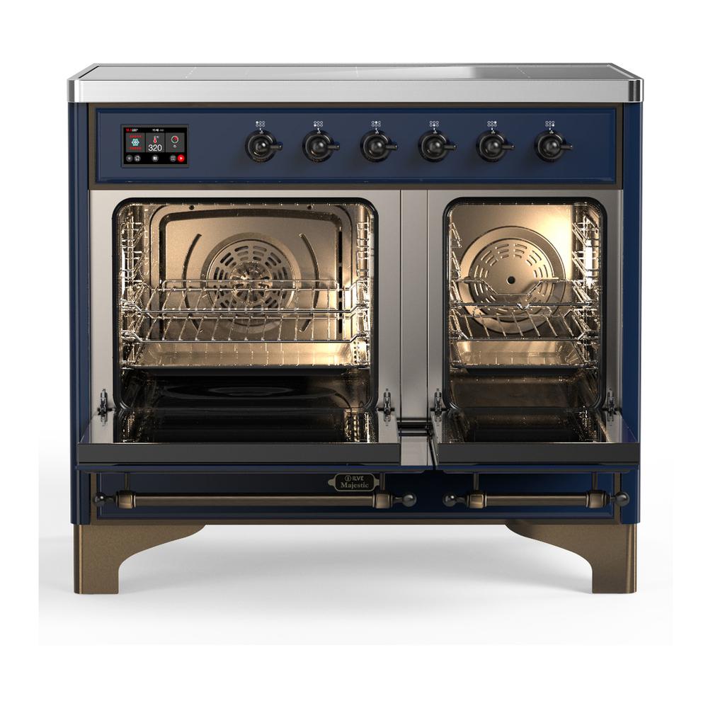 ILVE UMDIB40NR3MBB Majestic III 40 inch Induction Range with 6 Elements, 3.82 cu. ft. Total Oven Capacity (Triple Glass Door, Midnight Blue, Burnished)