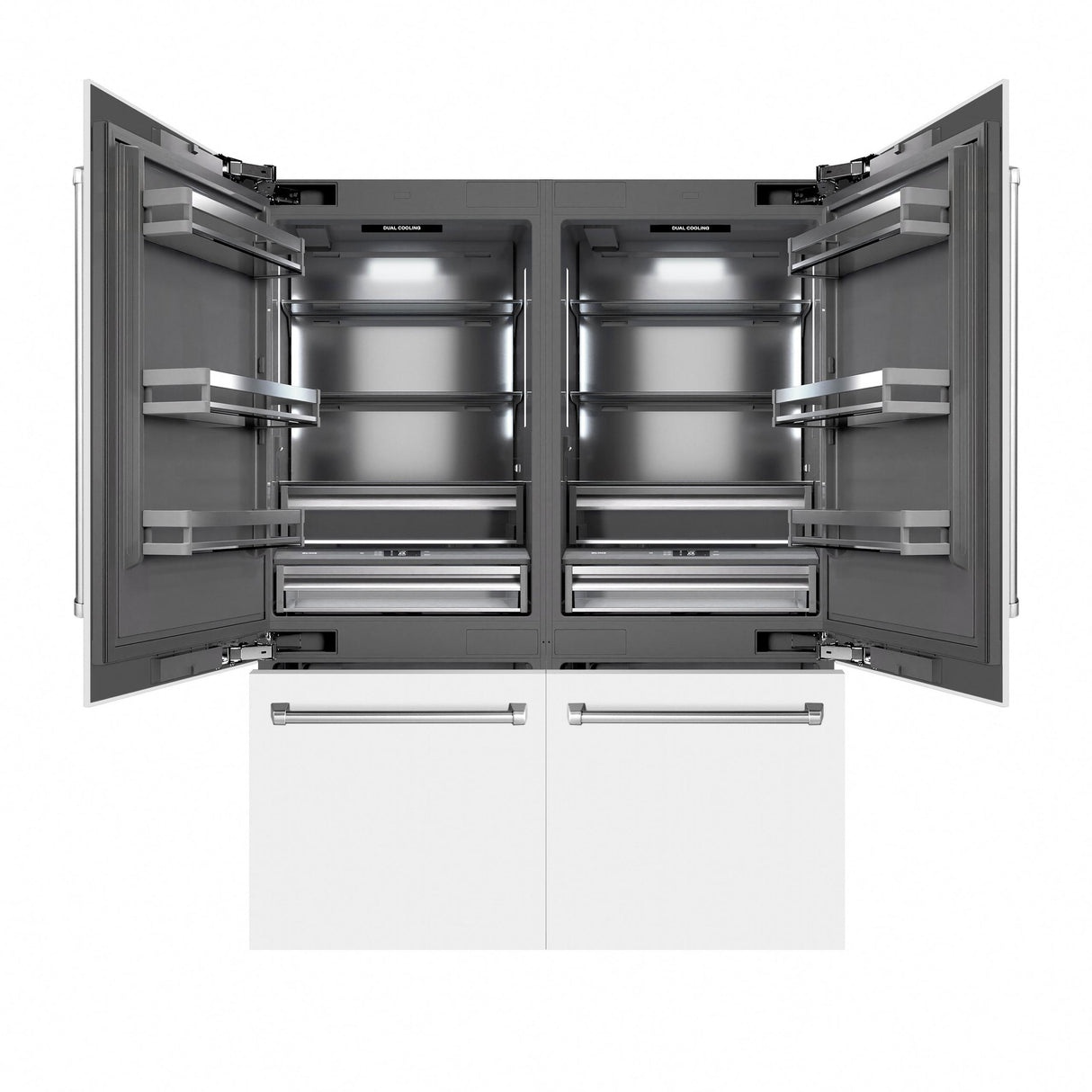 ZLINE 60 in. 32.2 cu. ft. French Door Built-In Bottom Freezer Refrigerator with Water Dispensers and Ice Makers in White Matte with Graphite Gray Interior (GRBIV-WM-60)
