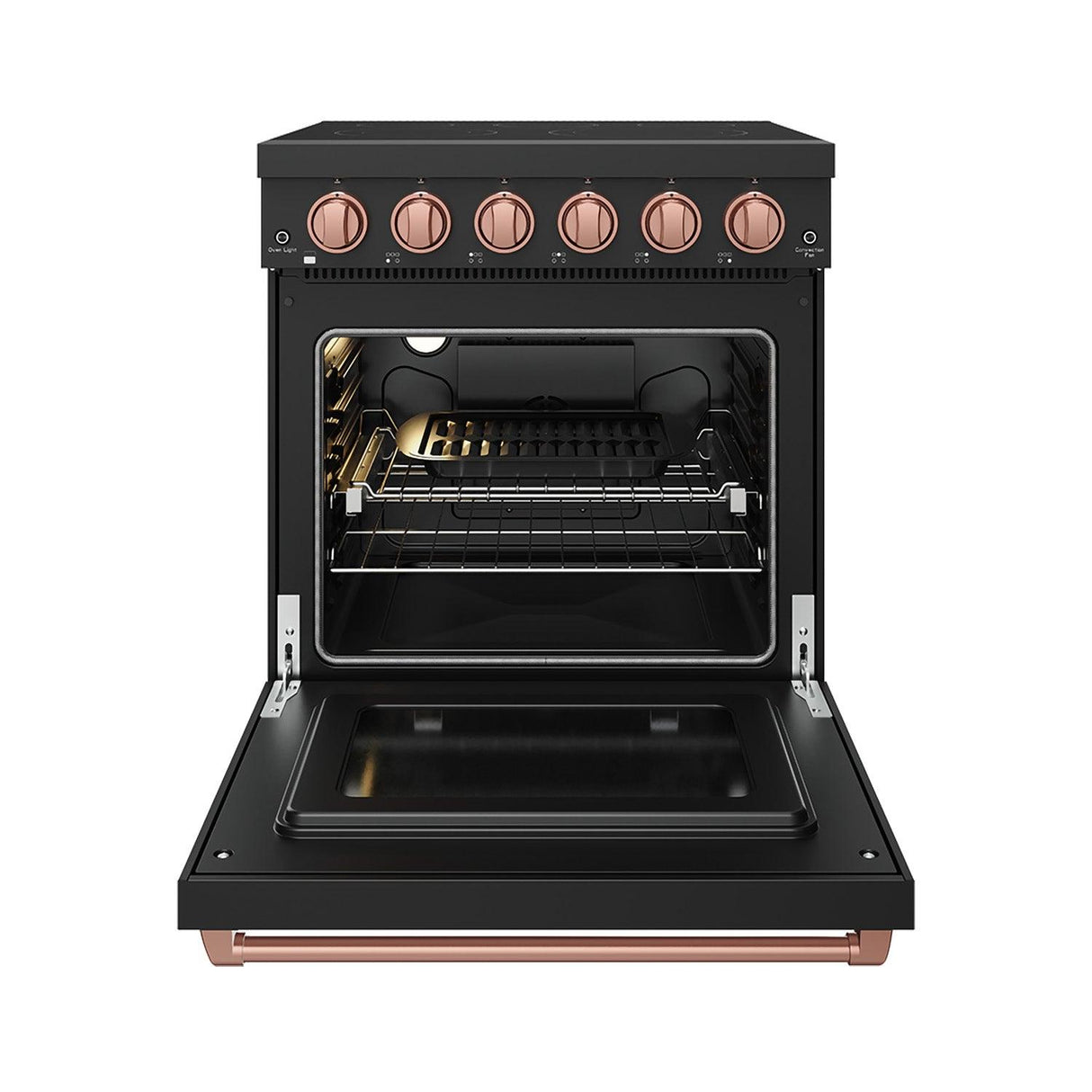 30 Inch Professional Electric Range With Precision Knob Control In Black and Rose Gold Gordon Ramsay Series