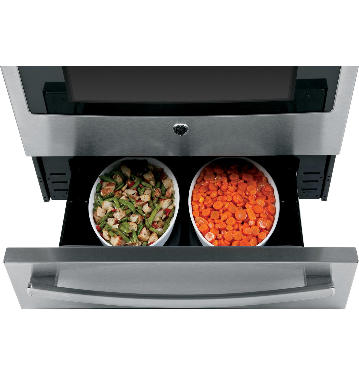 GE Profile™ Series 30" Slide-In Front Control Gas Range with Warming Drawer