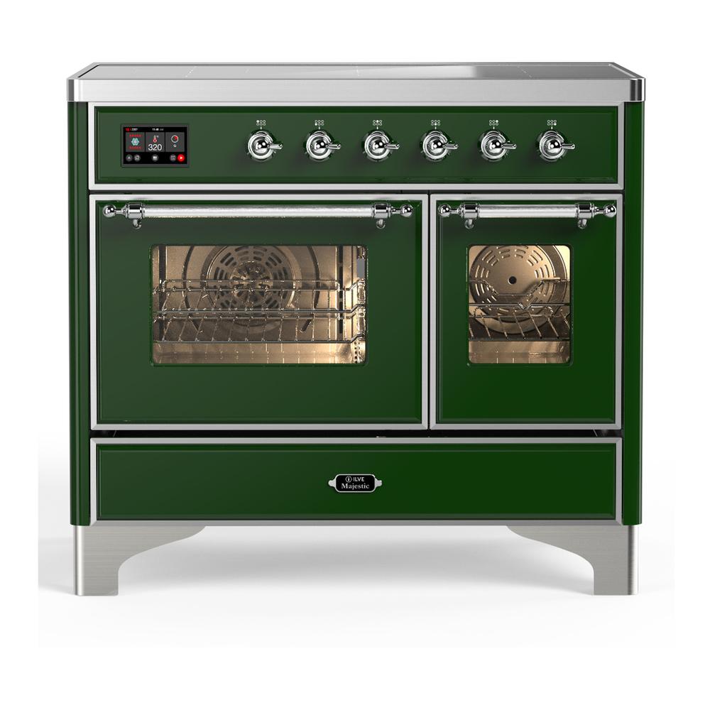 ILVE UMDIB40NR3EGC Majestic III 40 inch Induction Range with 6 Elements, 3.82 cu. ft. Total Oven Capacity (Triple Glass Door, Emerald Green, Chrome)