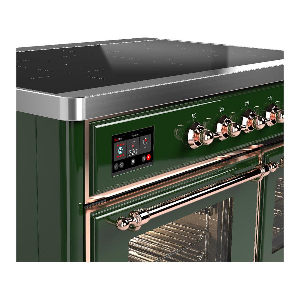 ILVE UMDIB40NR3EGP Majestic III 40 inch Induction Range with 6 Elements, 3.82 cu. ft. Total Oven Capacity (Triple Glass Door, Emerald Green, Copper)