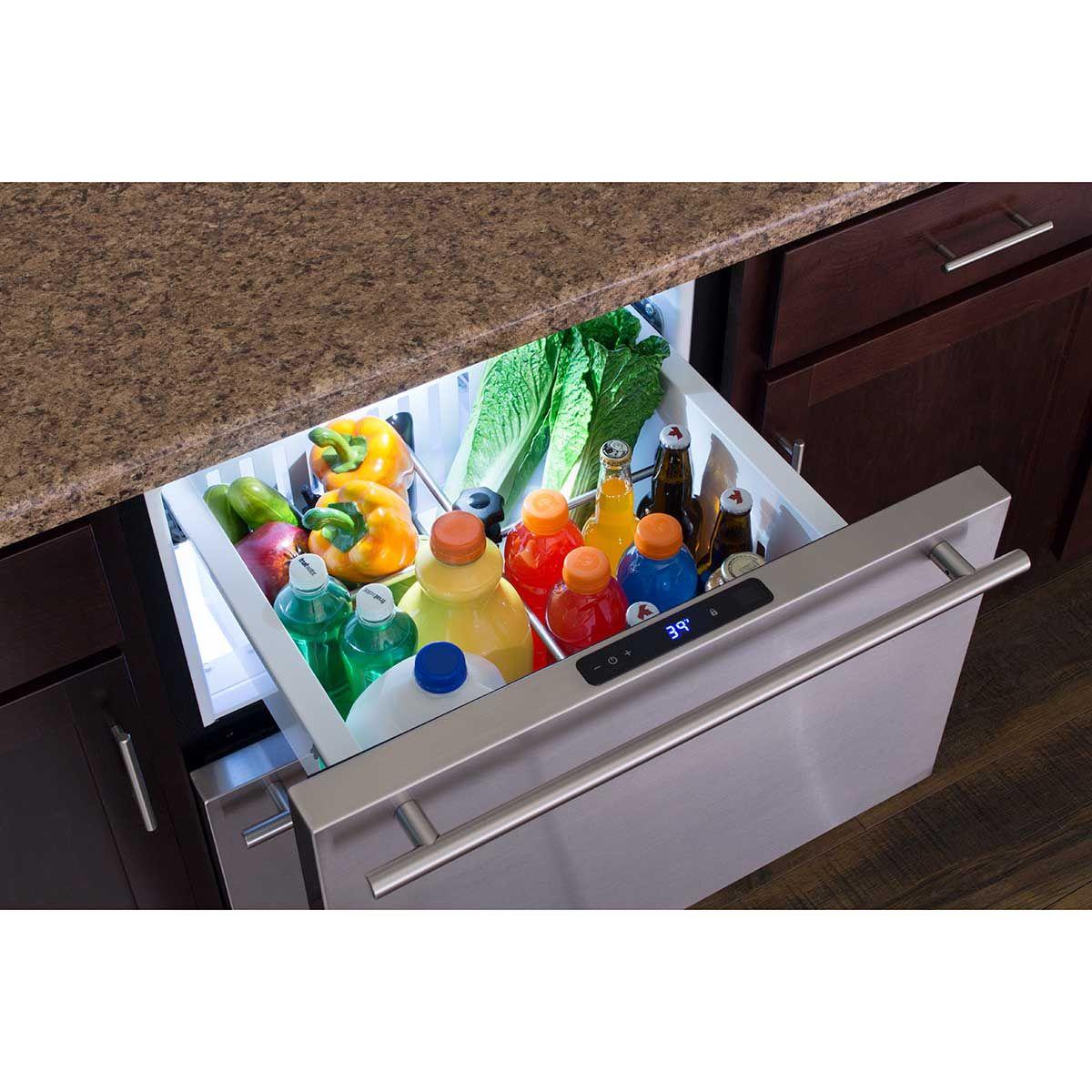24-In Built-In Refrigerated Drawers with Door Style - Stainless Steel, Door Swing - Field Reversible