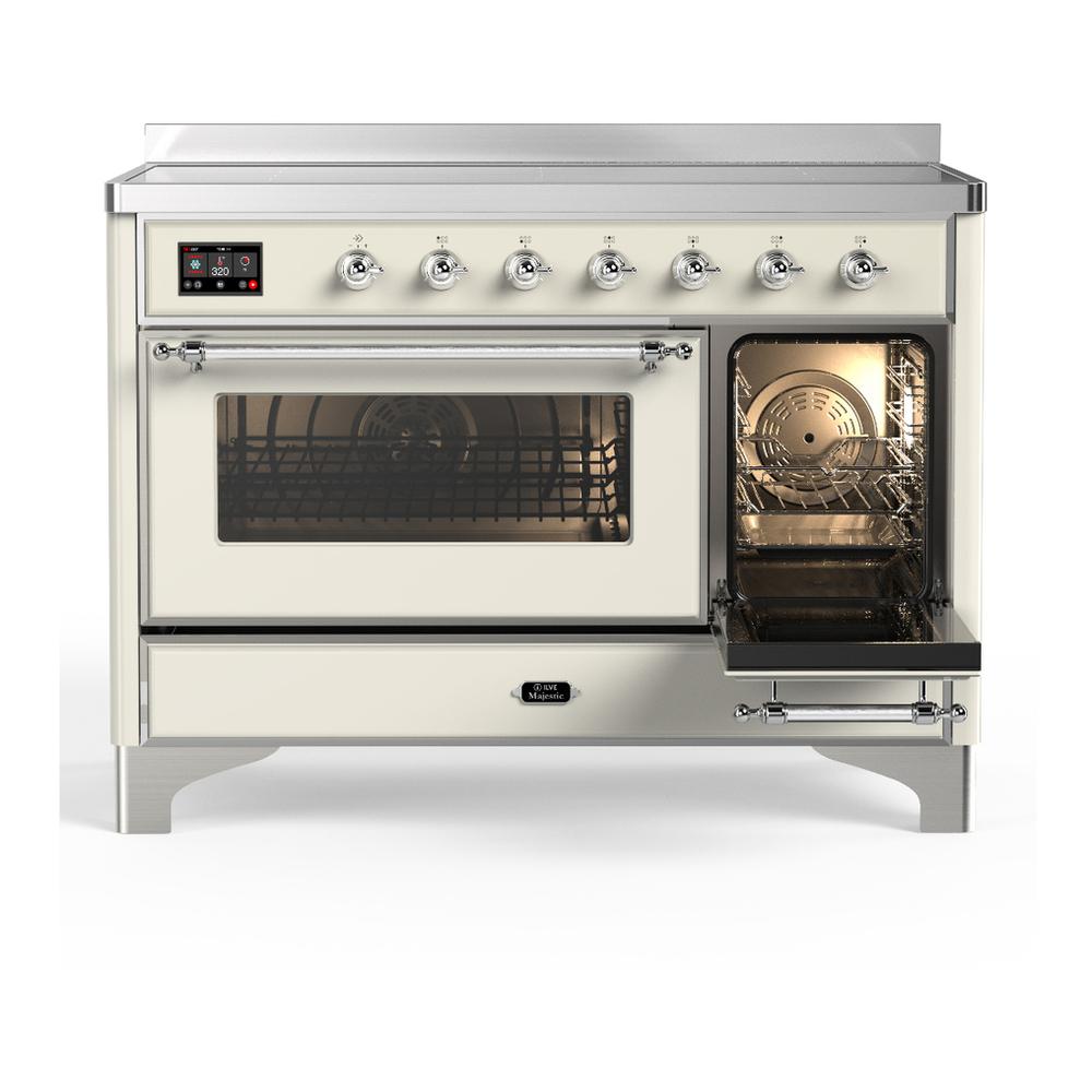 ILVE UMIB48NR3AWC Majestic III 48 inch Induction Range with 6 Elements, 5.02 cu. ft. Total Oven Capacity (Triple Glass Door, Antique White, Chrome)
